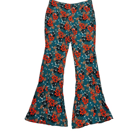 Free People Bell Bottom Pants Womens Size XS Floral Flare Palazzo Boho Hippie - Picture 4 of 14